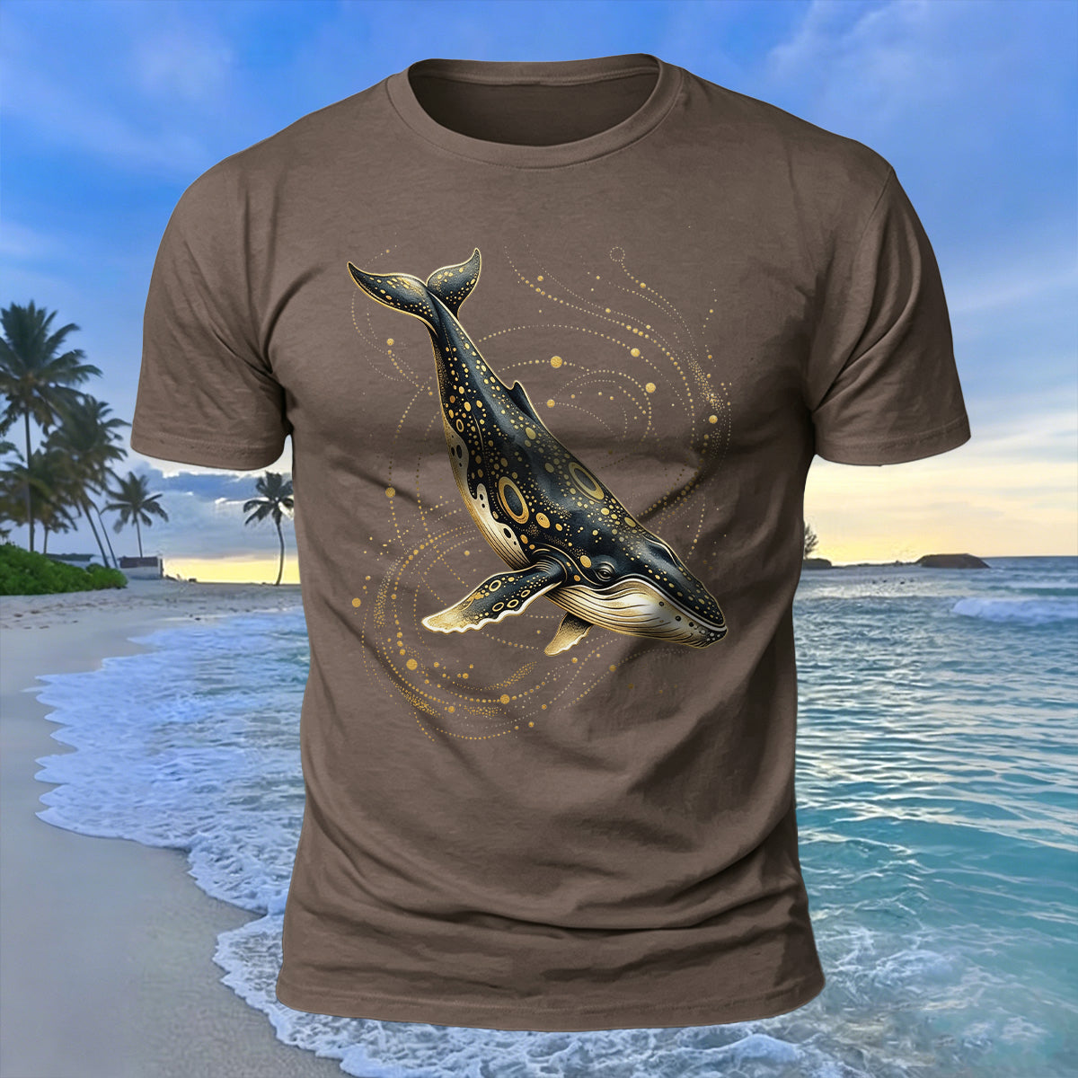 Creative Whale Art Print 100% Cotton Soft-Touch T-Shirt