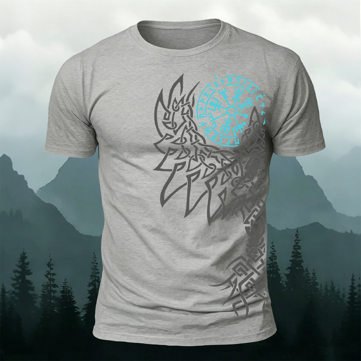 Giant Wolf Mythological Totem Print  Casual Cotton T-Shirt