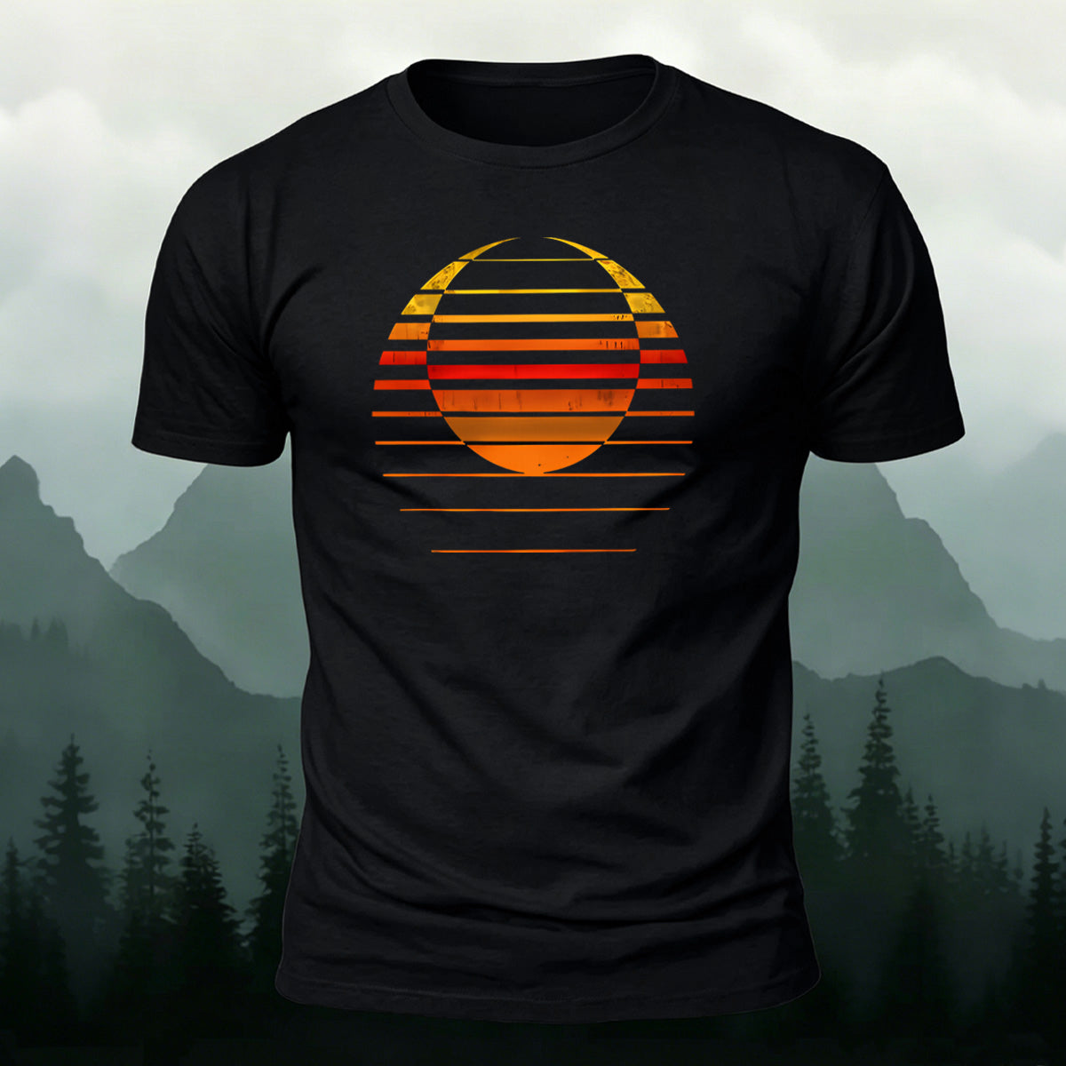 Sunset Art Print Combed Cotton Casual T-Shirt