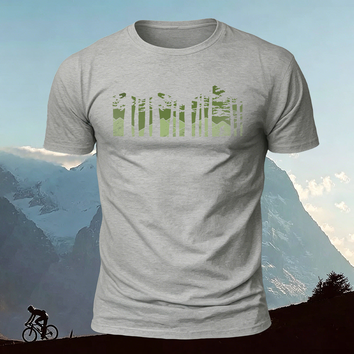 Forest Cycling Nature Casual Premium Cotton T-Shirt Grey