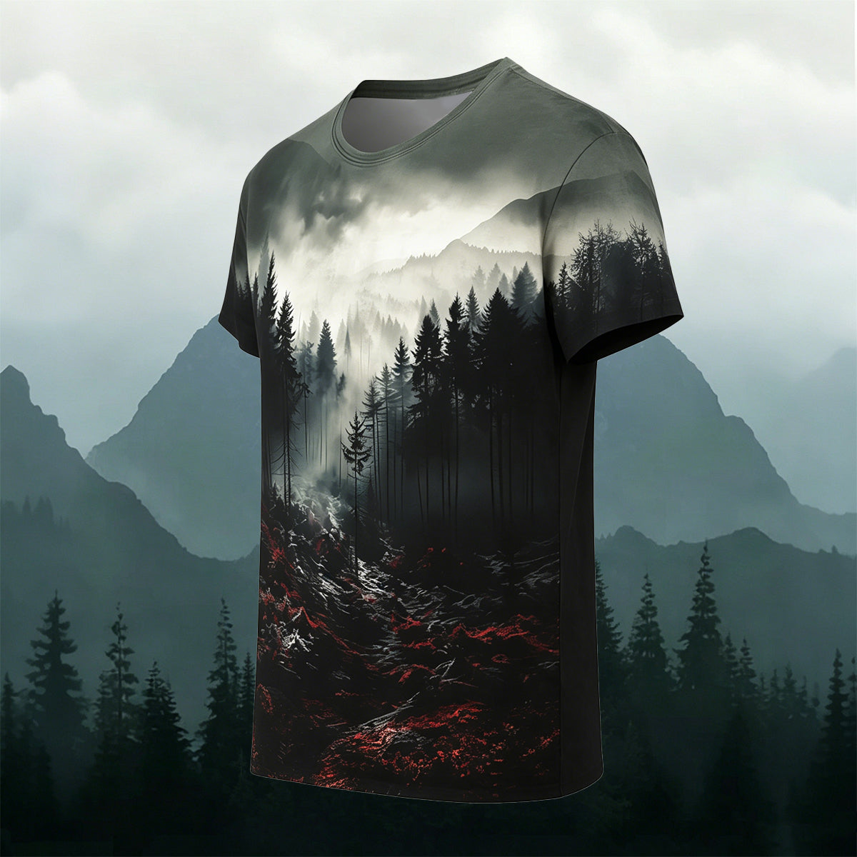 Cool Forest Print Casual Cotton T-Shirt
