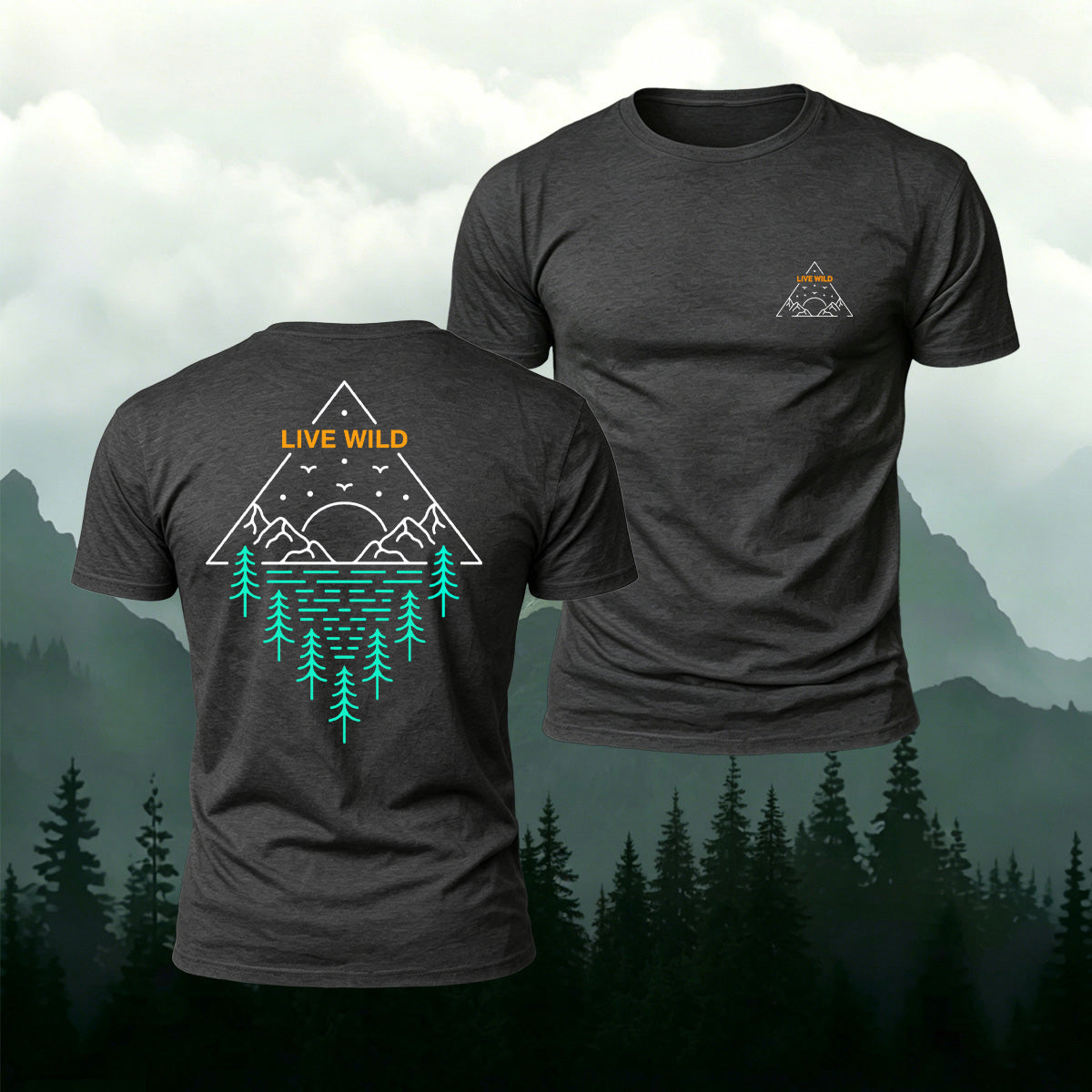 Outdoor Pattern Minimalist Trendy Premium Cotton Tee Dark Grey