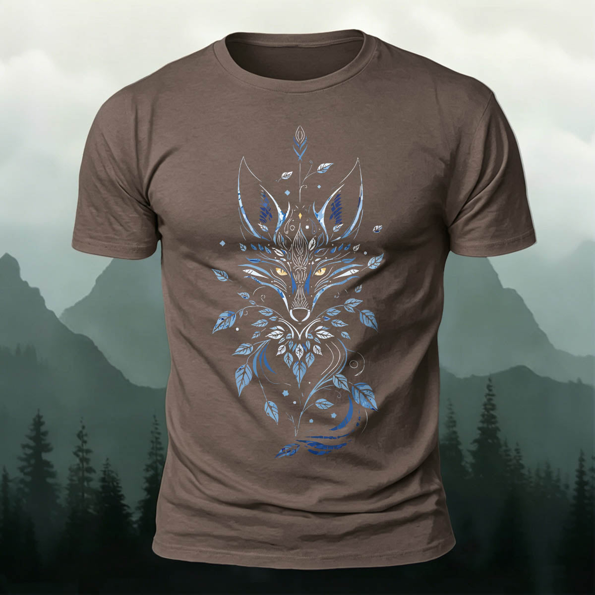 Fox Mythology Totem Print 100% Cotton T-Shirt