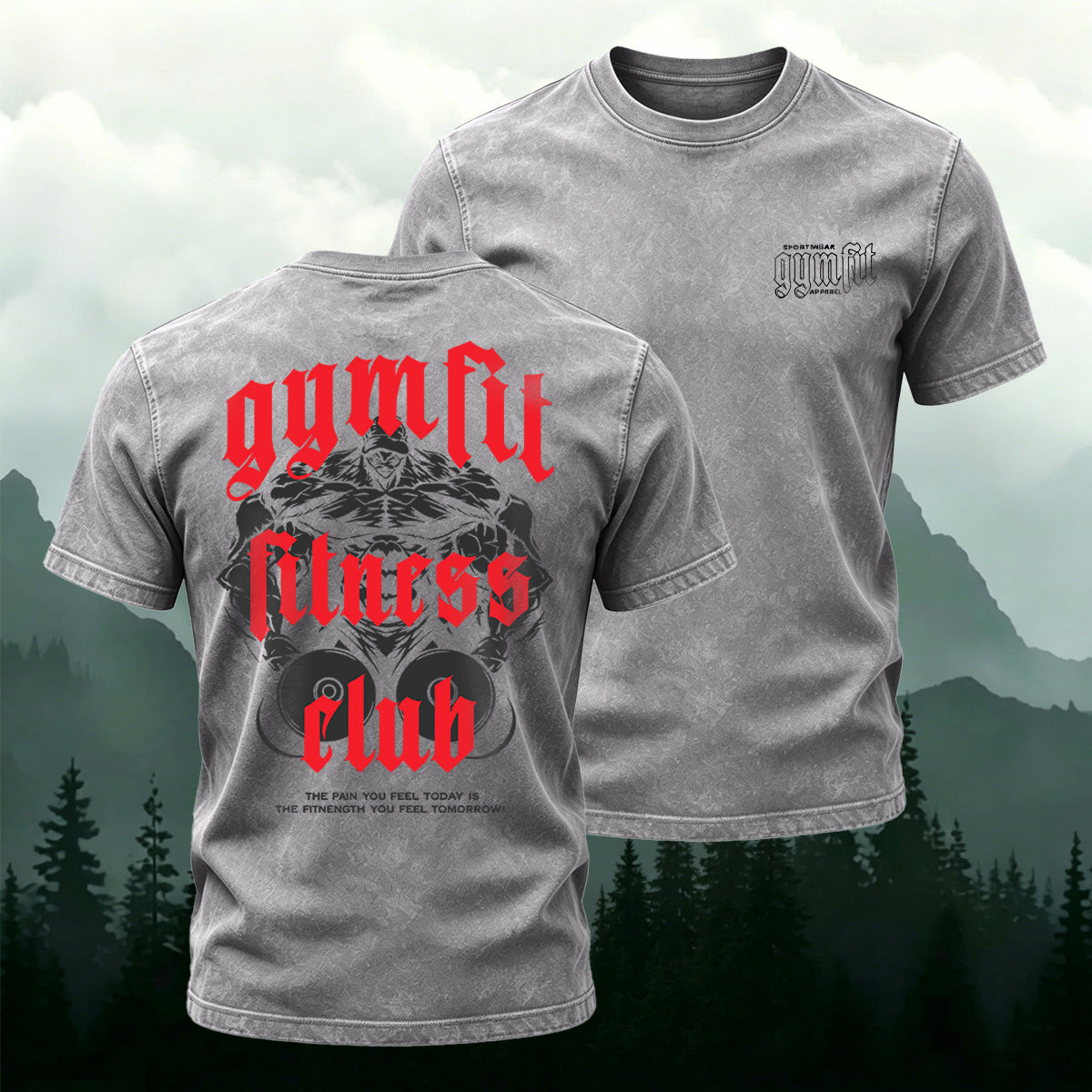Fitness Club Retro Casual Washed Cotton T-Shirt