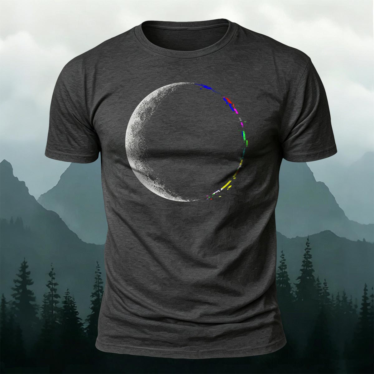 Lunar Eclipse Fashion Print Casual Cotton T-Shirt