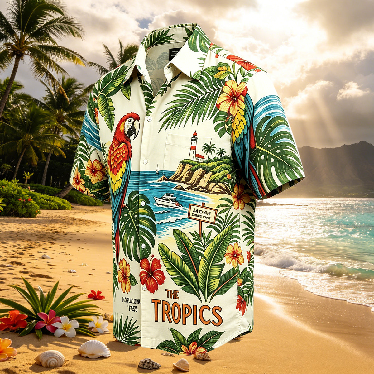 Seaside Pattern Tropical Hawaiian Style Floral Shirt 2