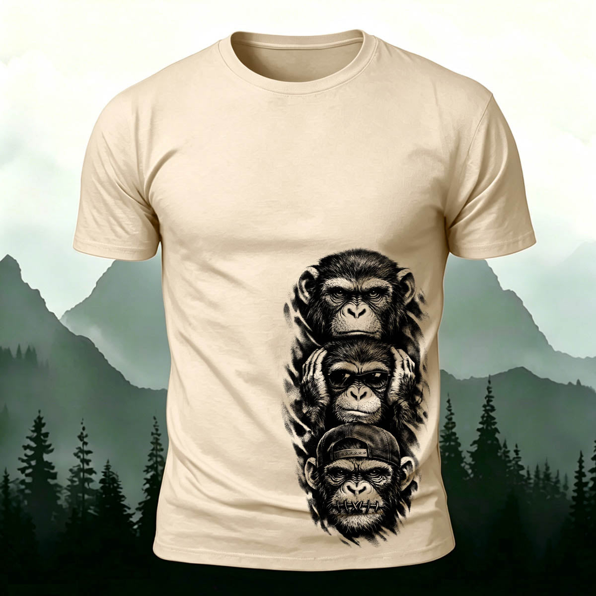 Fun Gorilla Trend Casual Premium Cotton T-shirt Beige