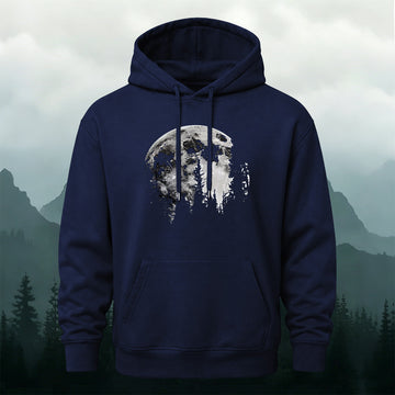 Cotton-Blend Artistic Moon-Print Hoodie