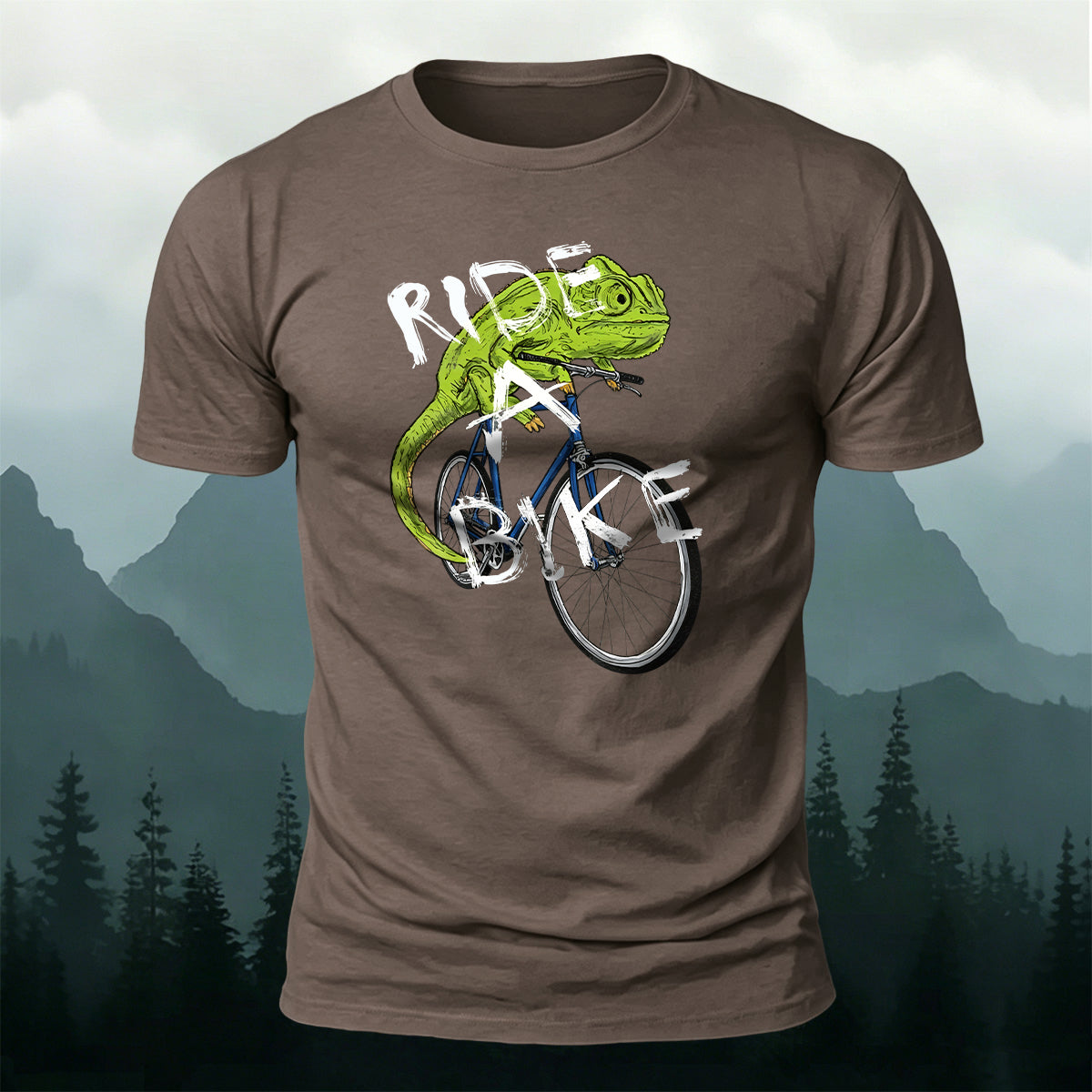 Fun Chameleon Riding Pattern 100% Cotton T-Shirt