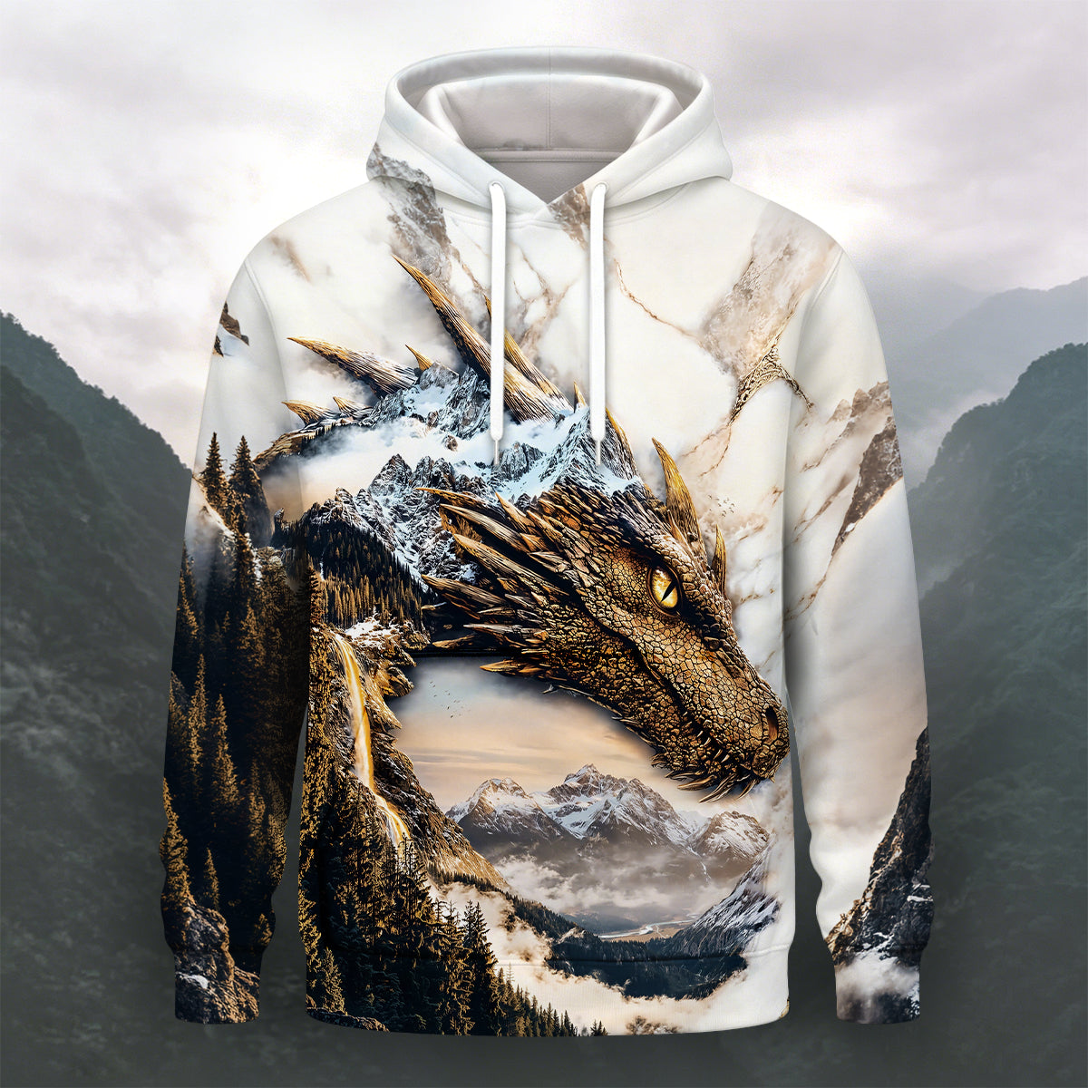 Mountain Dragon Streetwear Casual Long-Sleeve Hoodie