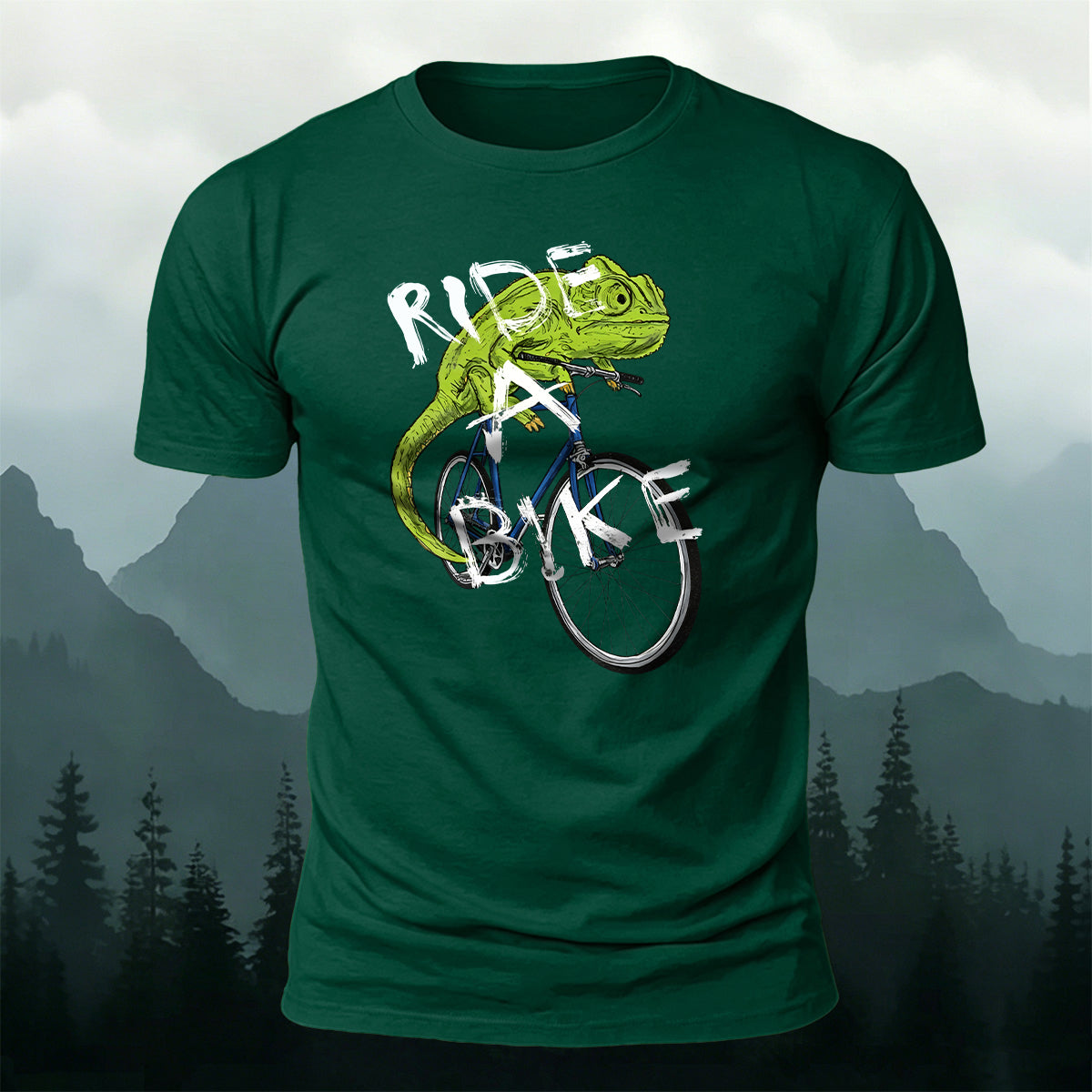 Fun Chameleon Riding Pattern 100% Cotton T-Shirt
