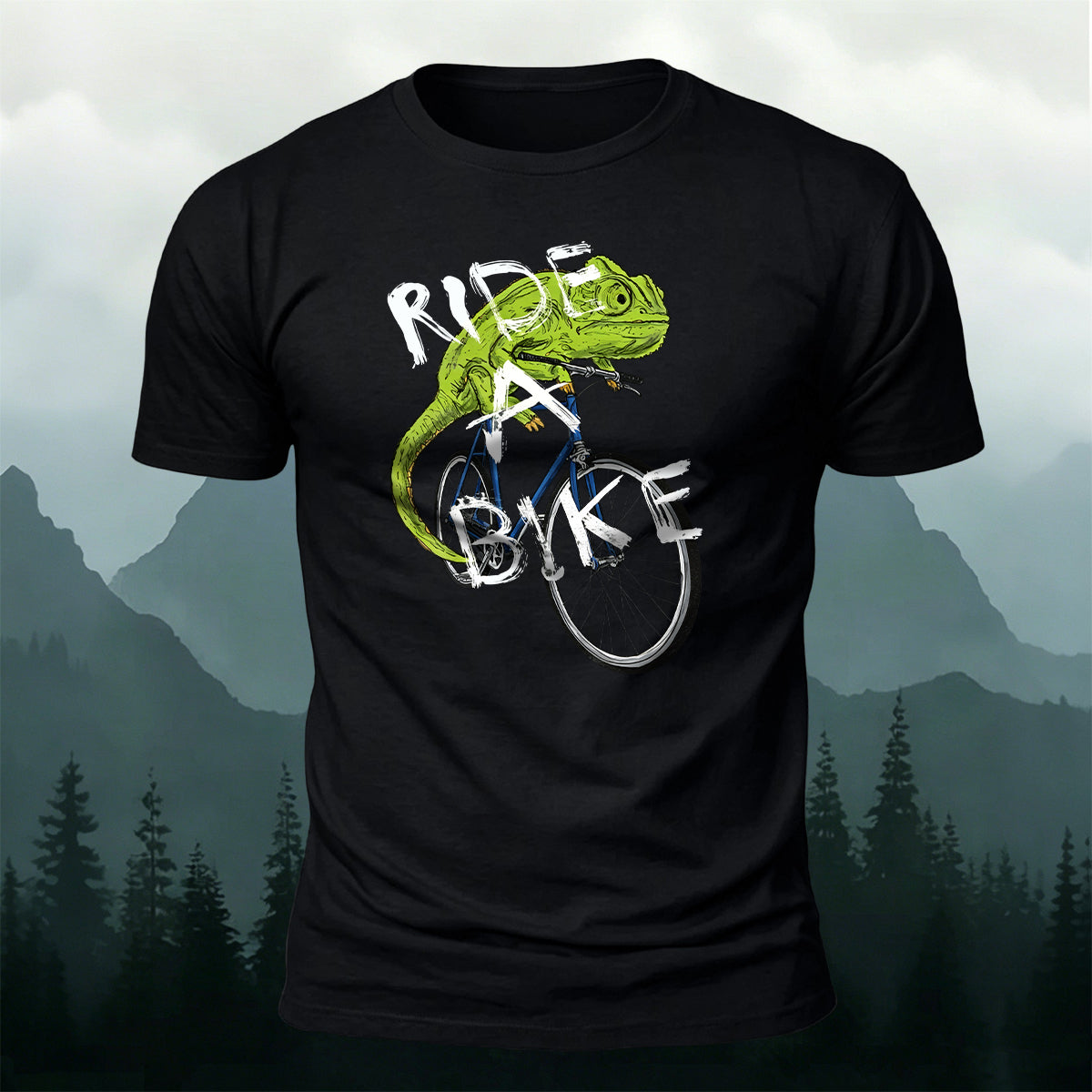 Fun Chameleon Riding Pattern 100% Cotton T-Shirt