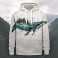 Art Whale Graphic Casual Long-Sleeve Hoodie