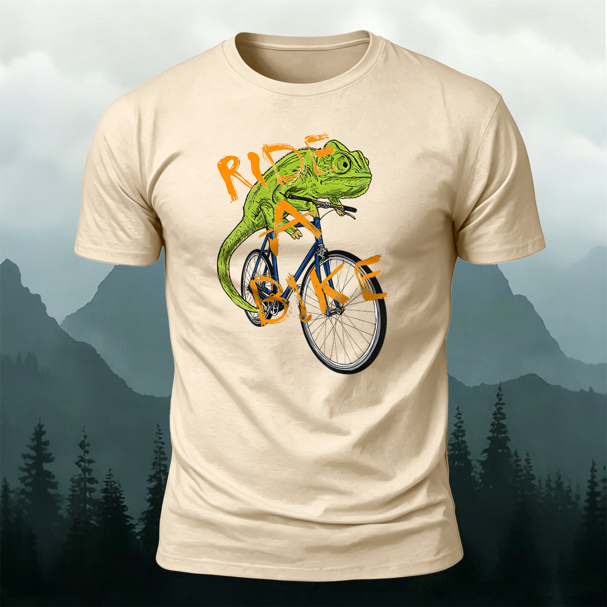Fun Chameleon Riding Pattern 100% Cotton T-Shirt