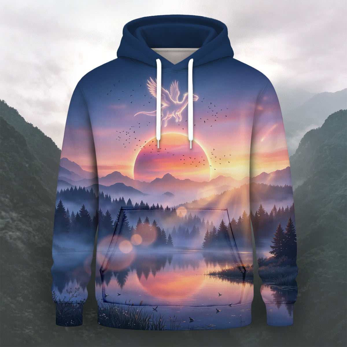 Fantasy Forest Printed Versatile Long-Sleeve Hoodie