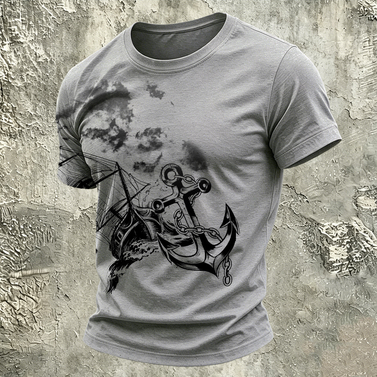 Vintage-Print Anchor Outdoor Comfort Cotton T-Shirt