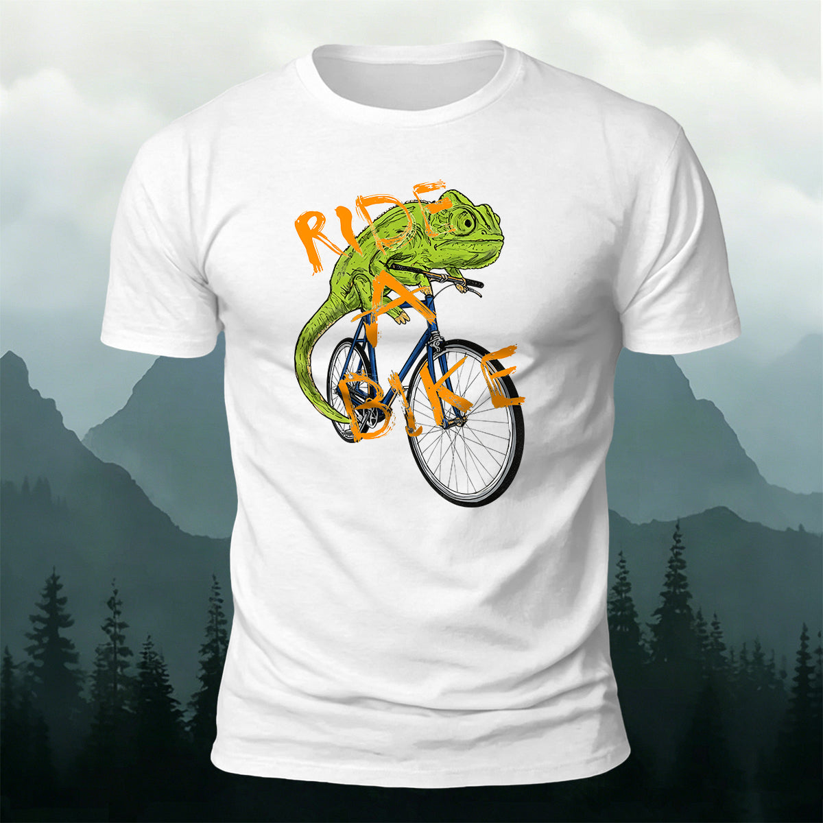 Fun Chameleon Riding Pattern 100% Cotton T-Shirt