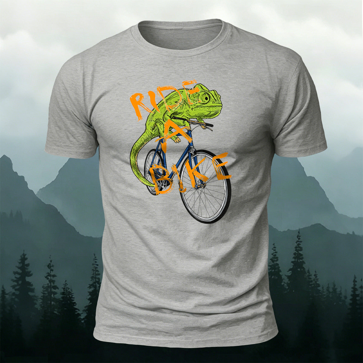 Fun Chameleon Riding Pattern 100% Cotton T-Shirt