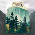 Natural Forest Printed Casual Long-Sleeve Hoodie