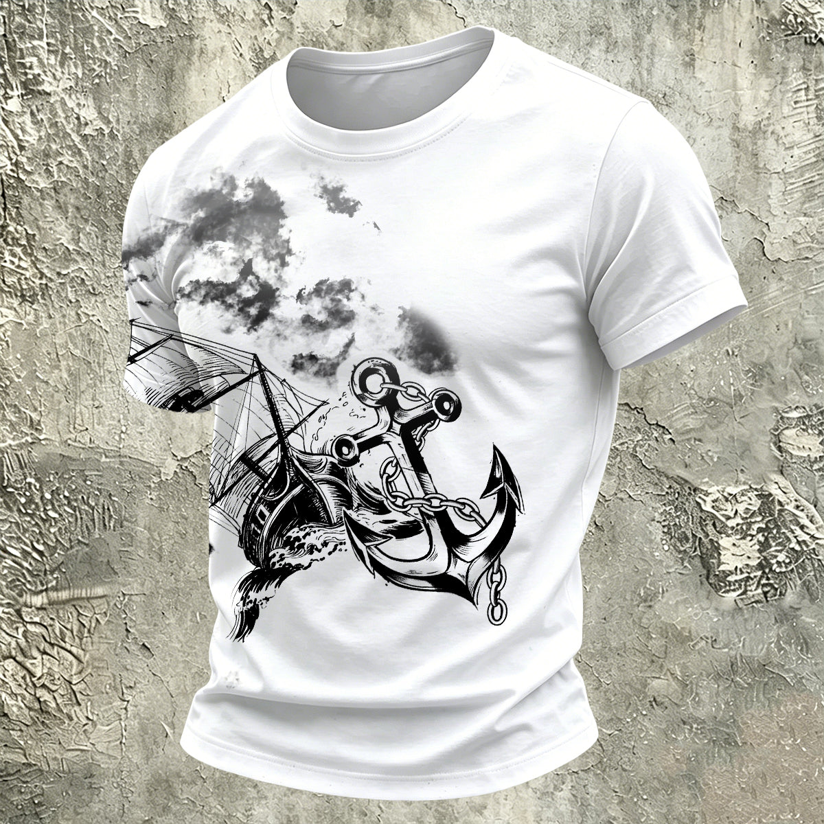 Vintage-Print Anchor Outdoor Comfort Cotton T-Shirt