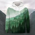 Forest Landscape Printed Long Sleeve Hoodie