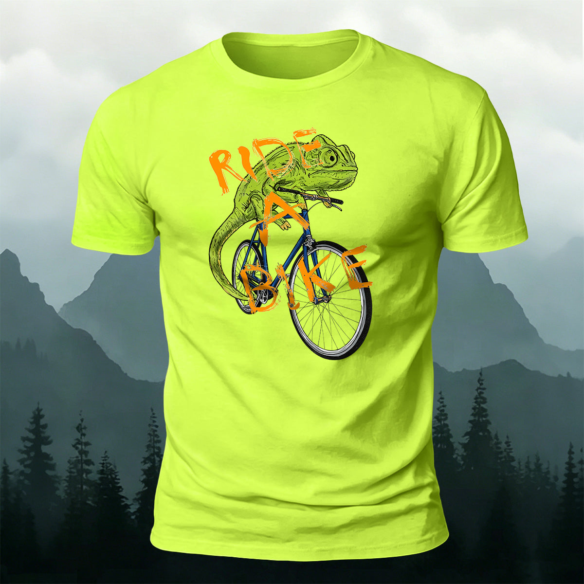 Fun Chameleon Riding Pattern 100% Cotton T-Shirt
