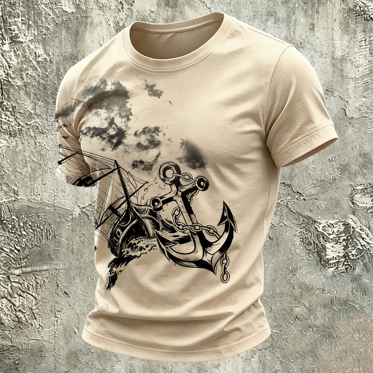 Vintage-Print Anchor Outdoor Comfort Cotton T-Shirt