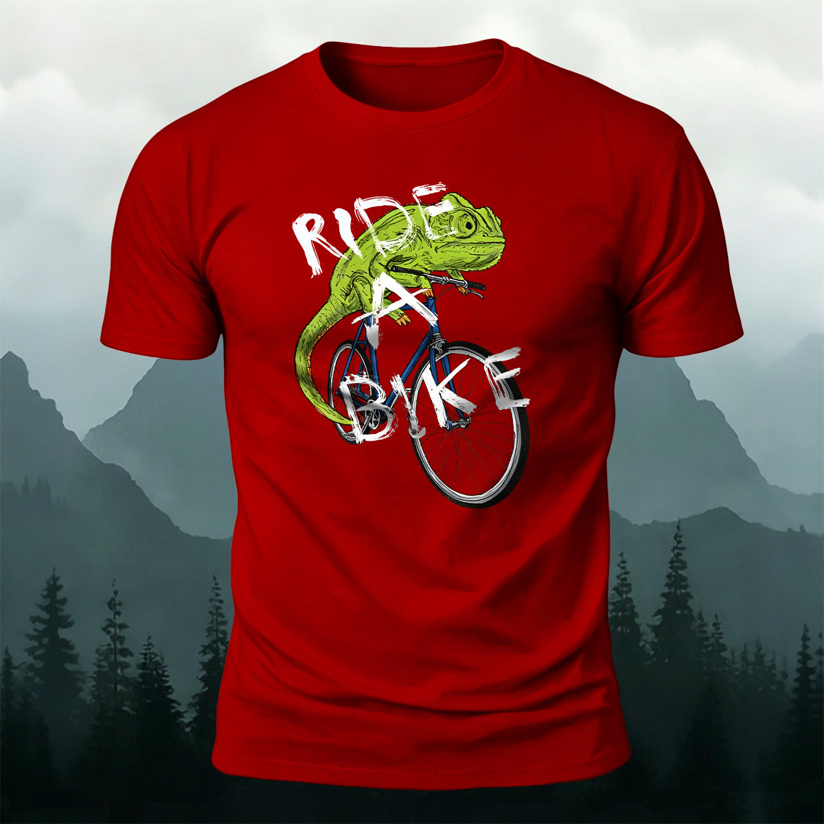Fun Chameleon Riding Pattern 100% Cotton T-Shirt