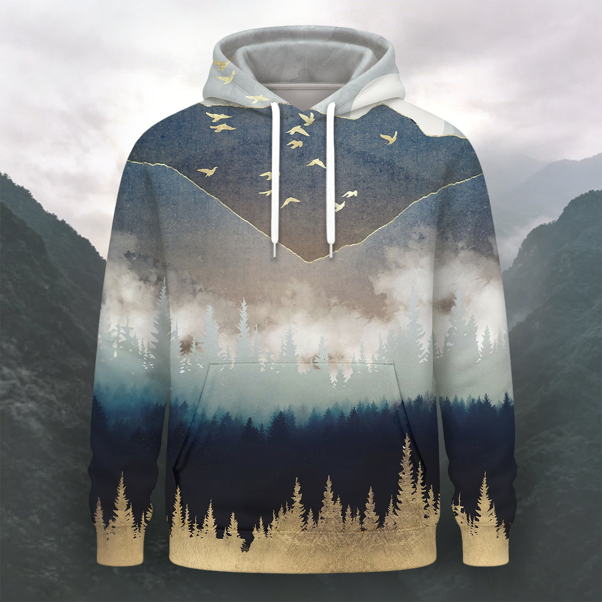 Forest Print Casual Comfortable Long-Sleeve Hoodie
