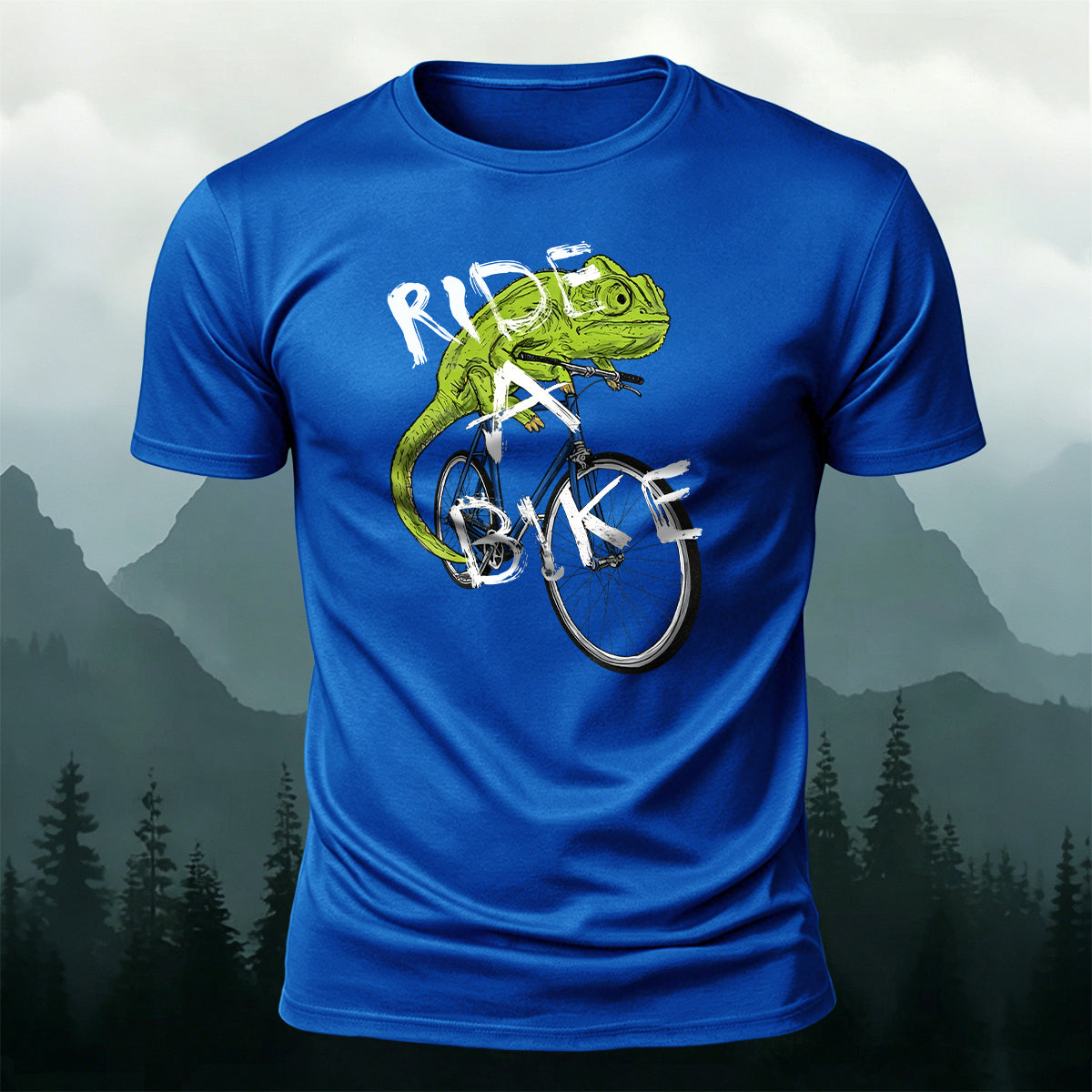 Fun Chameleon Riding Pattern 100% Cotton T-Shirt