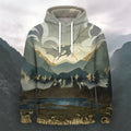 Forest Dragon Print Casual Long-Sleeve Hoodie