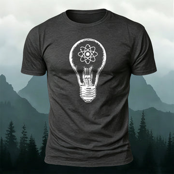 Combed Cotton Light Bulb Atomic Structure Print Casual Tee