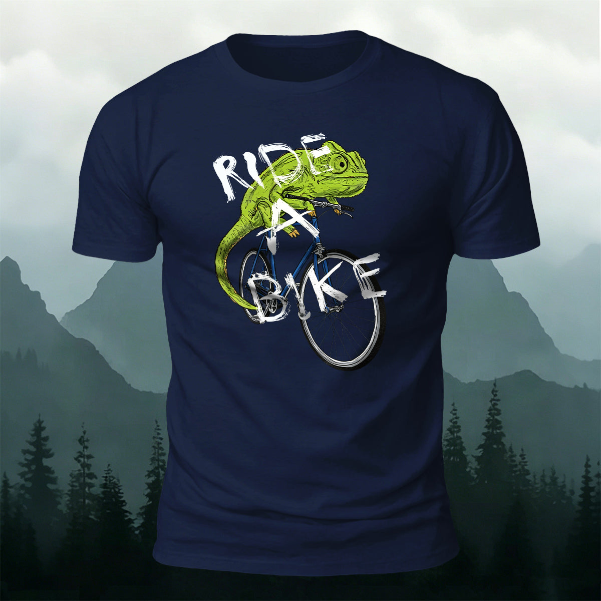 Fun Chameleon Riding Pattern 100% Cotton T-Shirt
