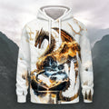 Mountain Dragon Myth Print Casual Long-Sleeve Hoodie