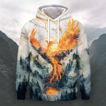 Cool Mountain Phoenix Casual Long-Sleeve Hoodie