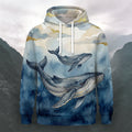 Unique Art Underwater Whale Casual Long-Sleeve Hoodie