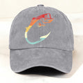 Colorful Fishing Hook Print Washed Duckbill Cap
