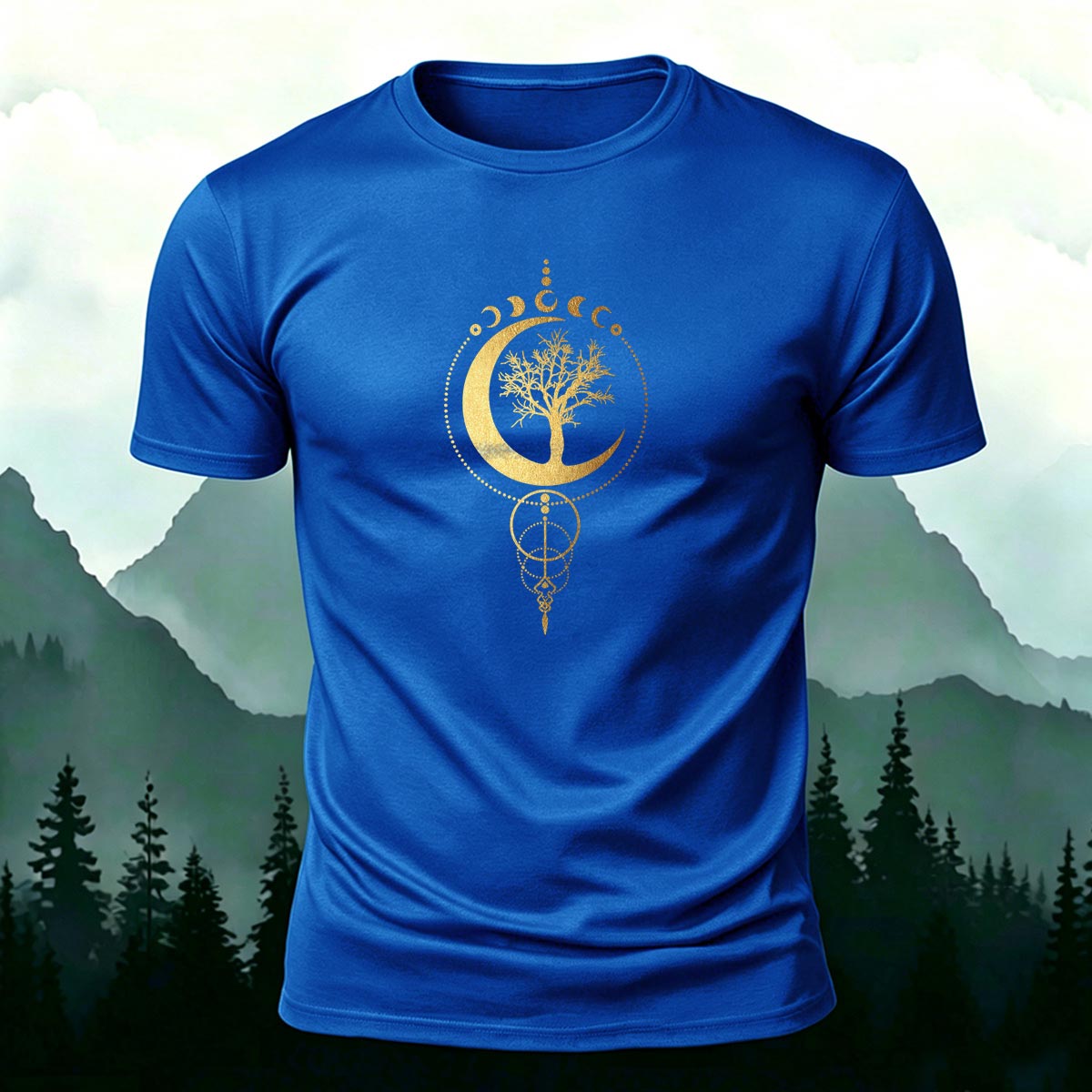 Forest Moon Art Print Casual Cotton T-Shirt