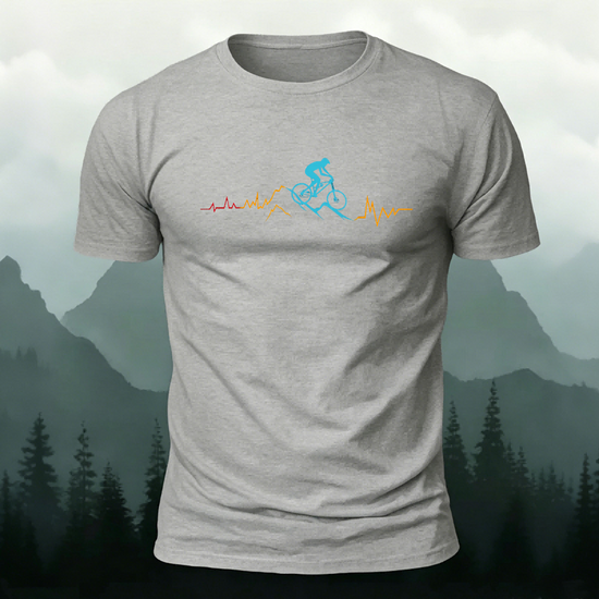 Cycling Line Pattern Skin-friendly Cotton T-Shirt Grey