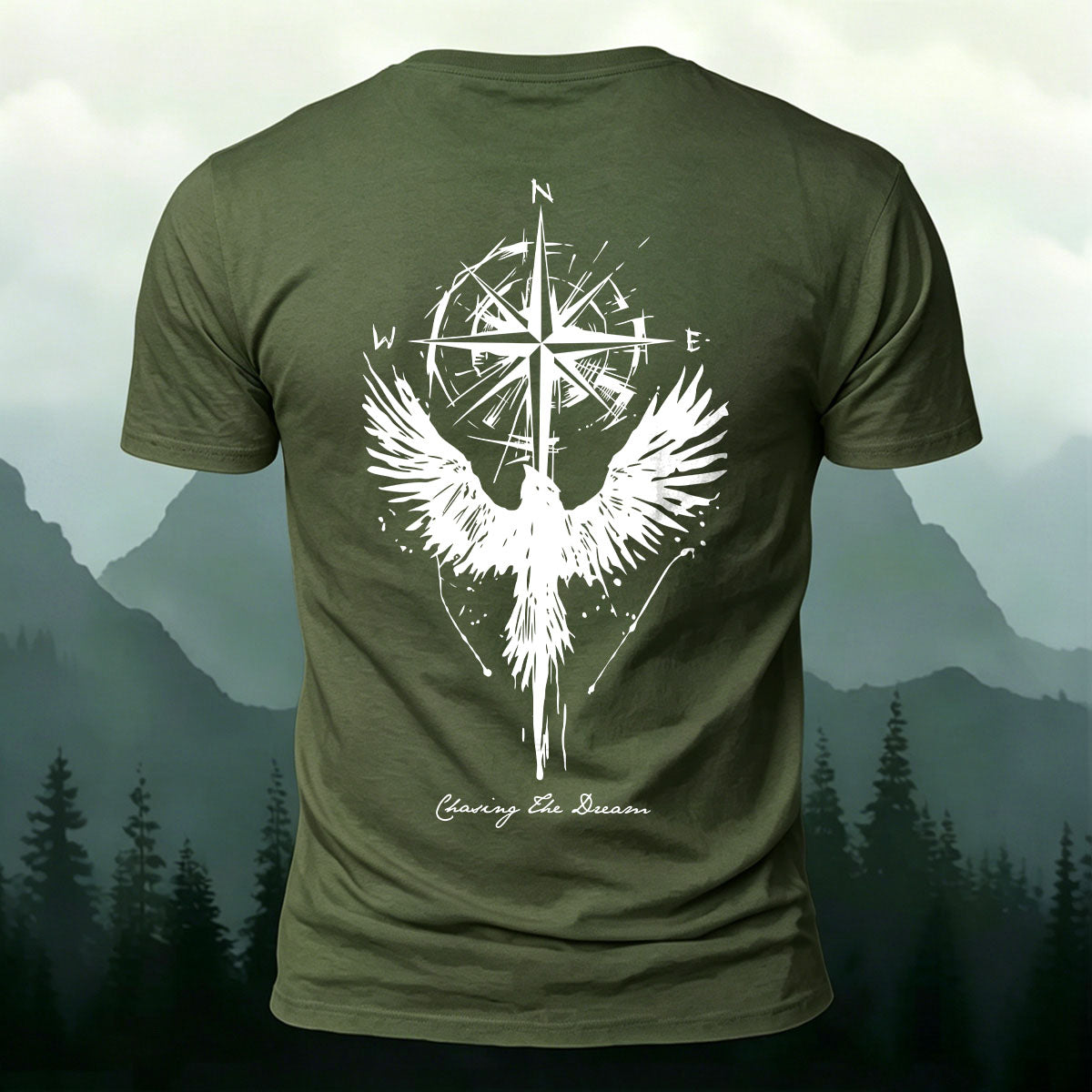 Phoenix Compass Print Casual Cotton T-Shirt