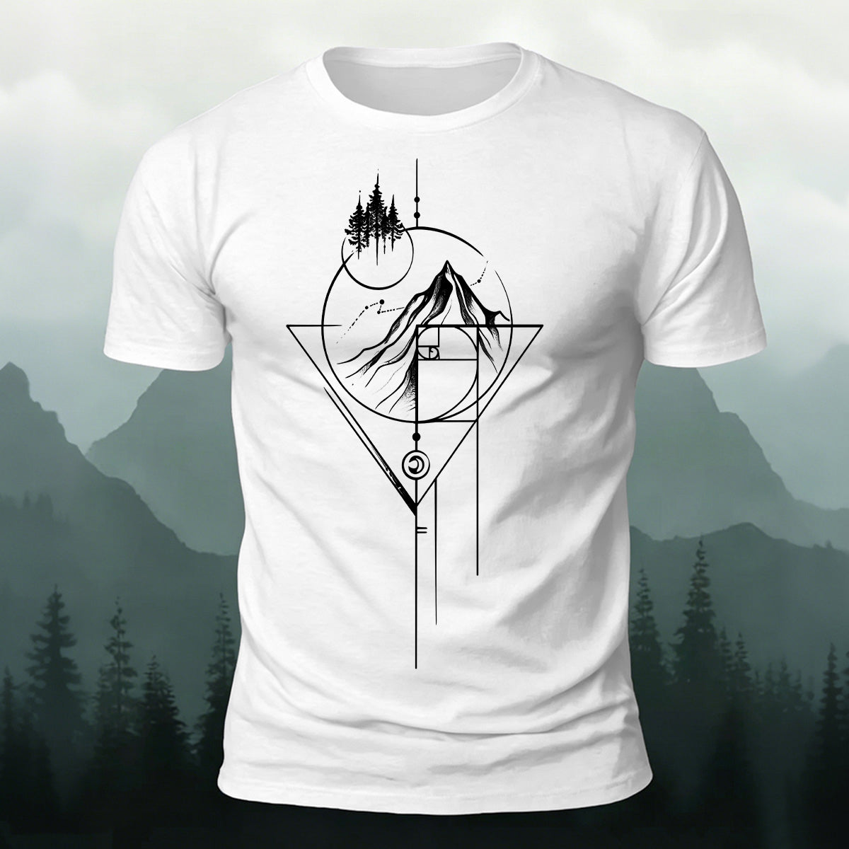 Geometric Pattern Print Combed Cotton Casual T-Shirt