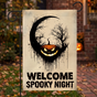 Linen Moon Pumpkin Halloween Garden Flag