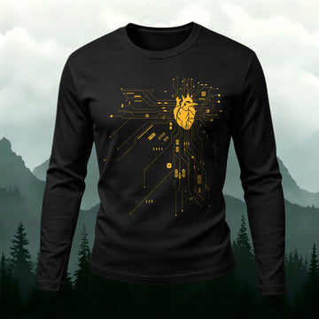 Heart Circuit Long-Sleeve Premium Cotton T-Shirt
