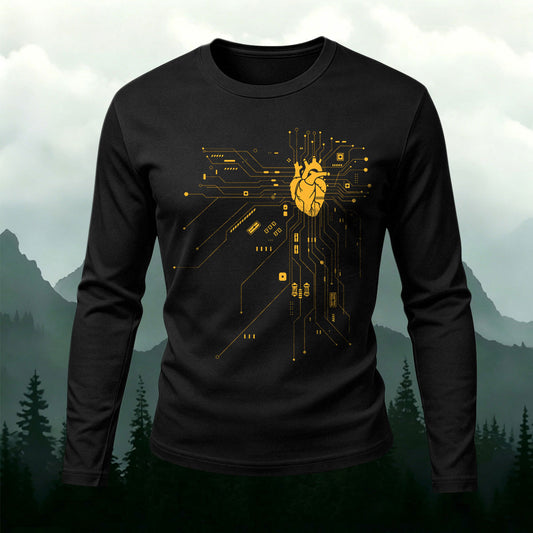 Heart Circuit Long-Sleeve Premium Cotton T-Shirt