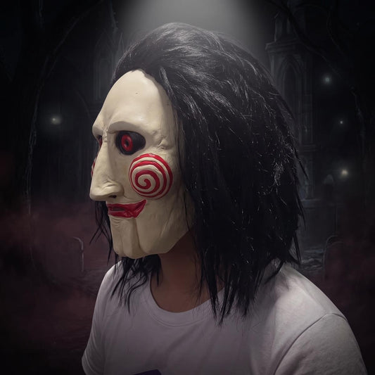 Latex Wigged Saw Horror Mask