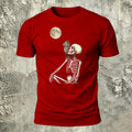 White Skull Moon-Print Casual Cotton T-Shirt