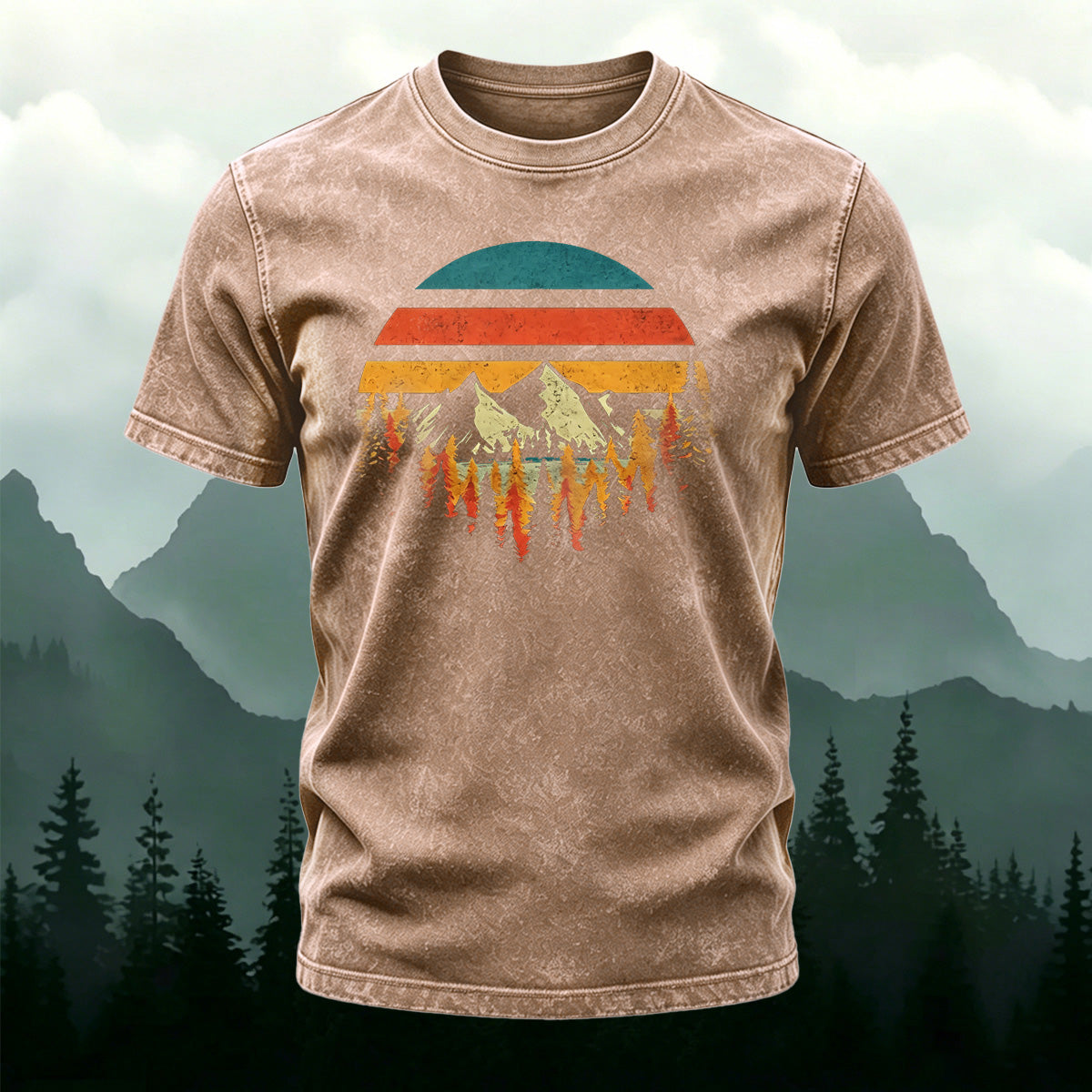 Colorful Landscape Print Ultra-soft Fabric Comfortable T-Shirt