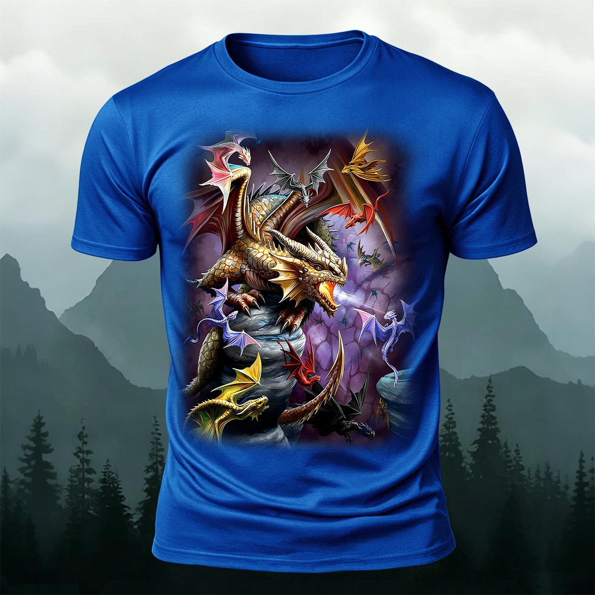 Western Dragon Fantasy Art Breathable Cotton T-Shirt