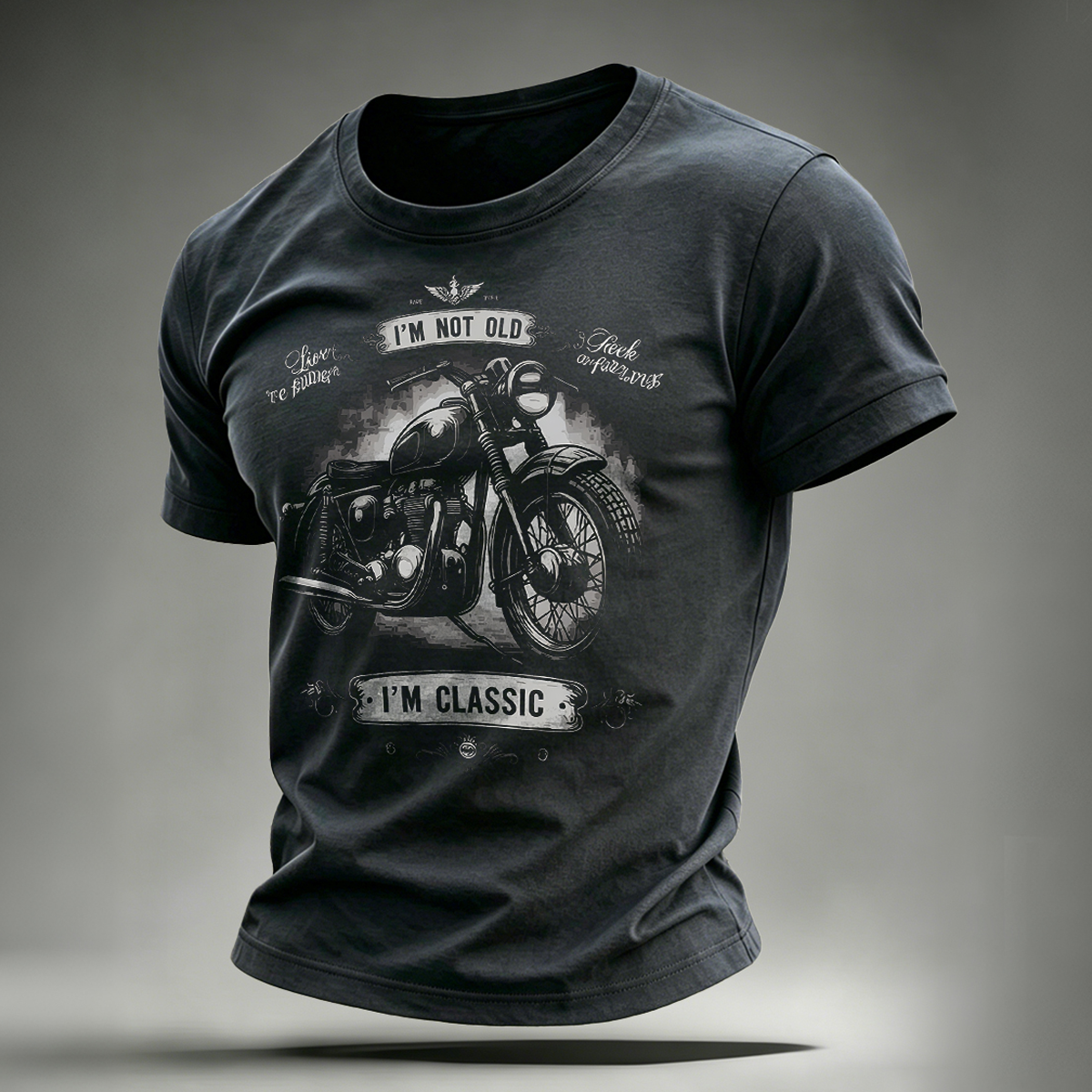 Retro Motorcycle Print Classic Trendy Breathable T-Shirt