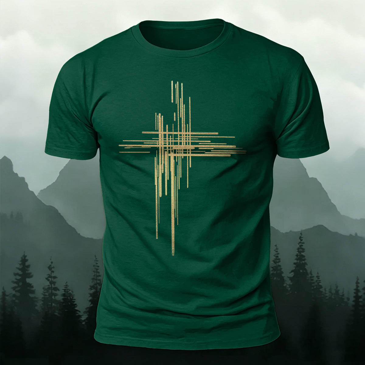 Simple Line Casual Crew Neck Premium Cotton T-Shirt